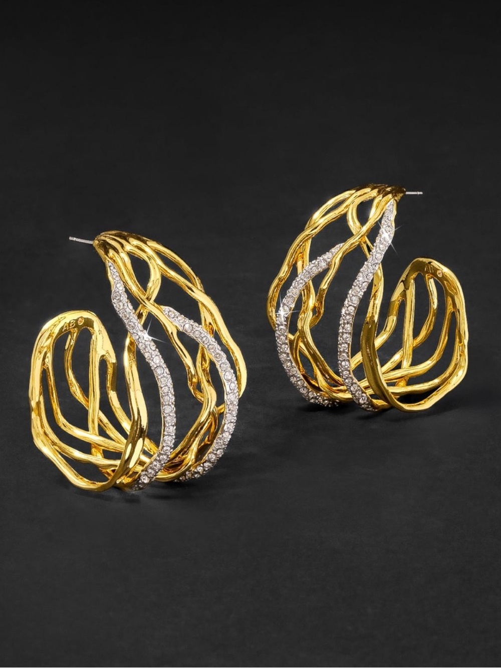 Alexis Bittar Solanales Crystal Woven Hoop Earrings